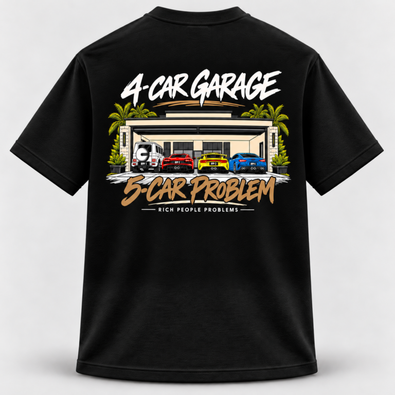 5-Car Problem black tee, back design
