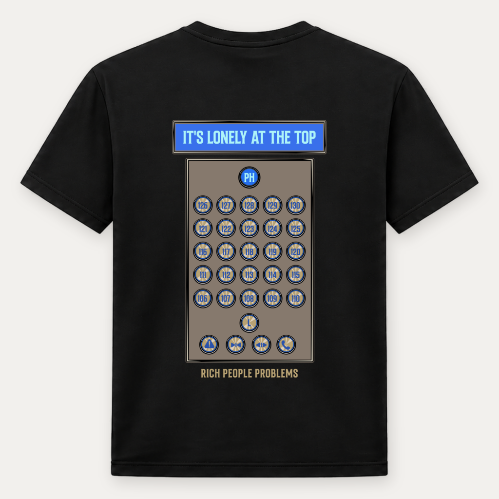 It's Lonely at the Top black tee, back design